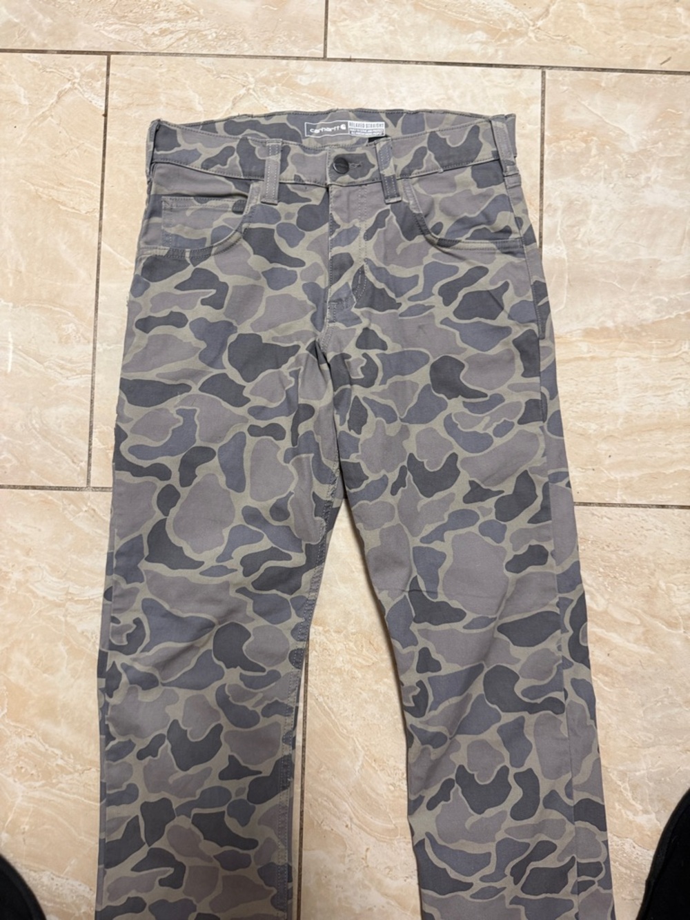 Carhartt Relaxed Straight Pants in Olive and Camouflage Trim